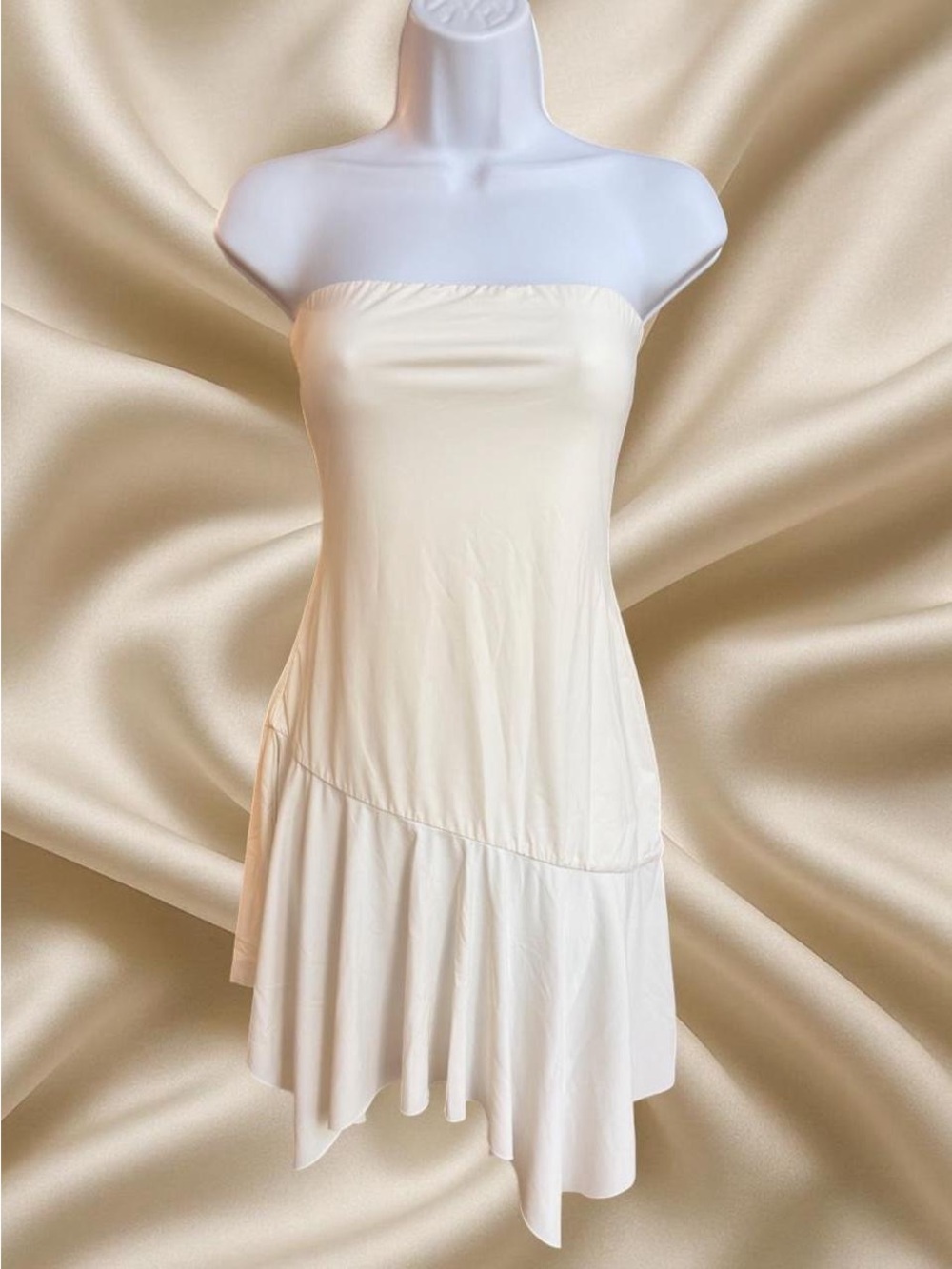 Princess Polly White Strapless Handkerchief Mini Dress